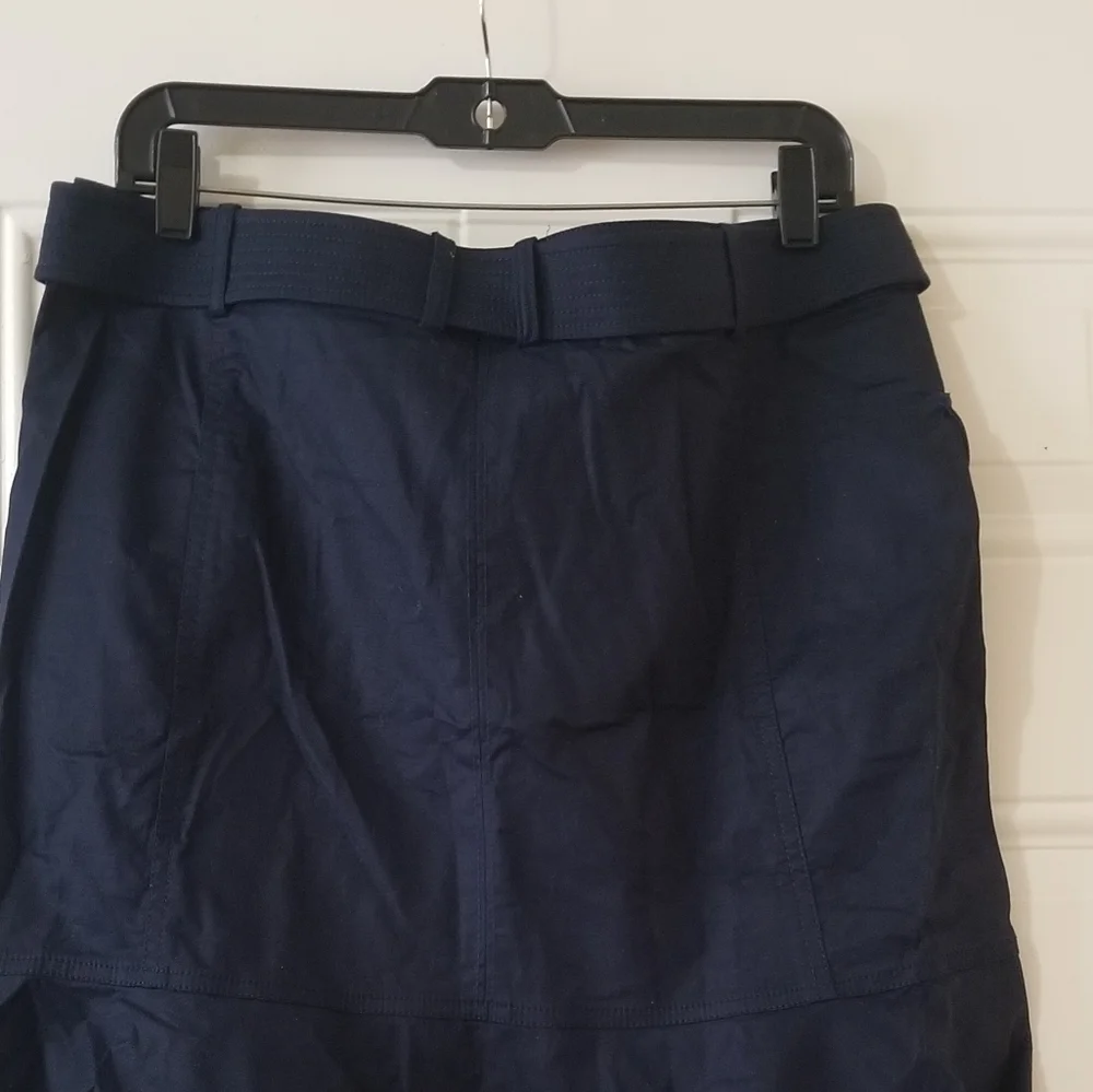 Tory Burch Navy Blue Ruffle Hem Cargo Skirt Size 12 - Picture 15 of 16